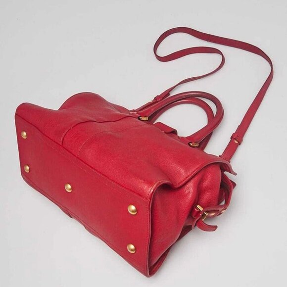 Yves Saint Laurent Red Calfskin Leather Small Cabas ChYc Bag - Picture 3 of 12